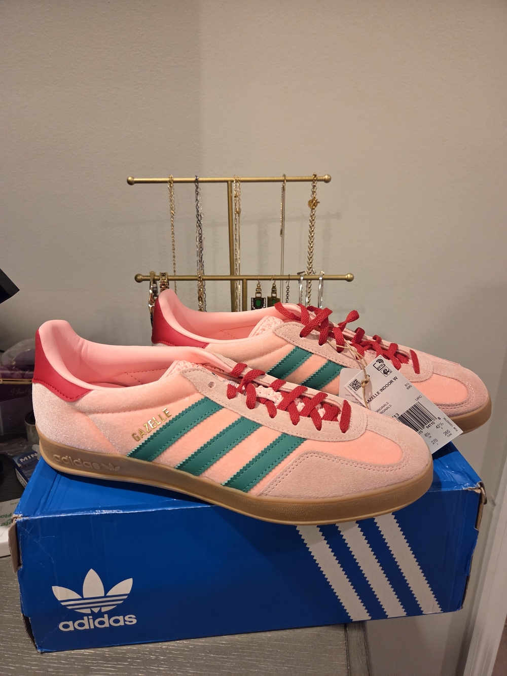 Women’s Adidas in Pink with Green Stripes